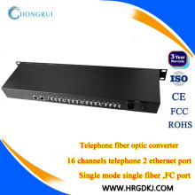 16-channel telephone fxs to fxo pots (rj11) phone line over fiber converter